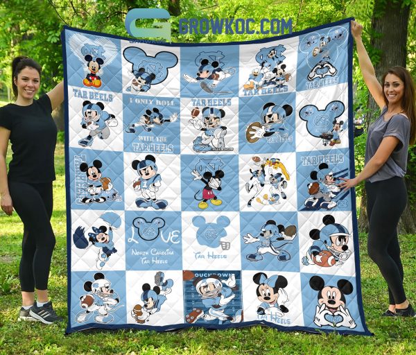 North Carolina Tar Heels NCAA Mickey Disney Fleece Blanket Quilt