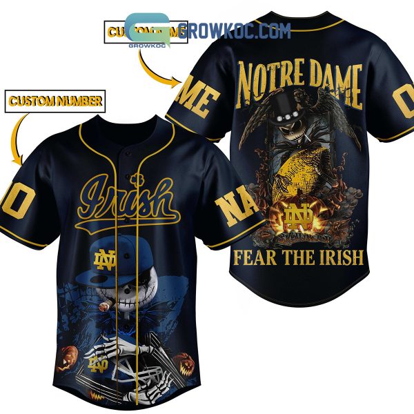 Notre Dame Fear The Irish Jack Skellington Personalized Baseball Jersey