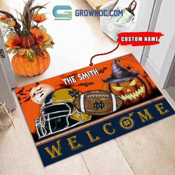 Notre Dame Fighting Irish NCAA Football Welcome Halloween Personalized Doormat