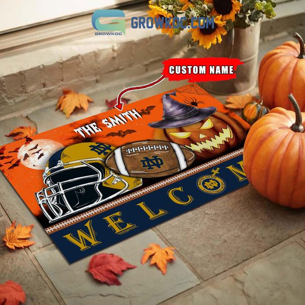 Notre Dame Fighting Irish NCAA Football Welcome Halloween Personalized Doormat