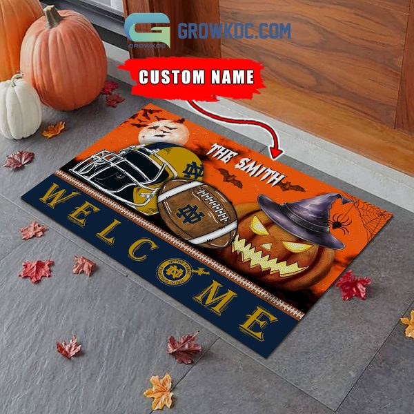 Notre Dame Fighting Irish NCAA Football Welcome Halloween Personalized Doormat