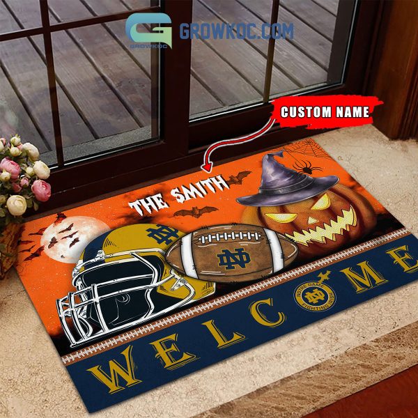 Notre Dame Fighting Irish NCAA Football Welcome Halloween Personalized Doormat