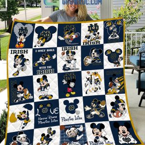 Notre Dame Fighting Irish NCAA Mickey Disney Fleece Blanket Quilt