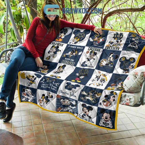 Notre Dame Fighting Irish NCAA Mickey Disney Fleece Blanket Quilt