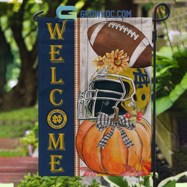 Notre Dame Fighting Irish NCAA Welcome Fall Pumpkin House Garden Flag