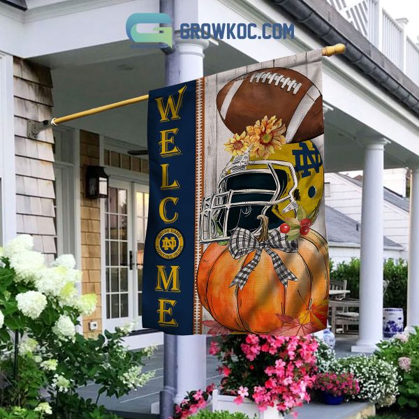 Notre Dame Fighting Irish NCAA Welcome Fall Pumpkin House Garden Flag