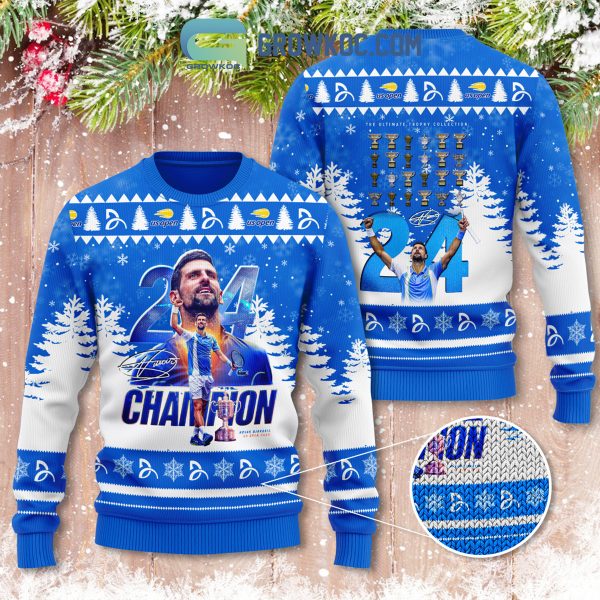 Novak Djokovic 24 Grand Slam US Open Champion 3d Ugly Sweater