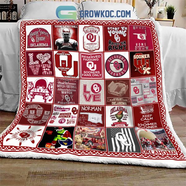 OKLAHOMA SOONERS NCAA Collection Design Fleece Blanket Quilt