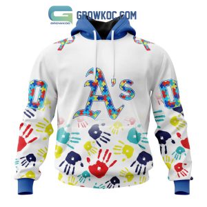 Oakland Athletics MLB Autism Awareness Hand Design Personalized Hoodie T Shirt