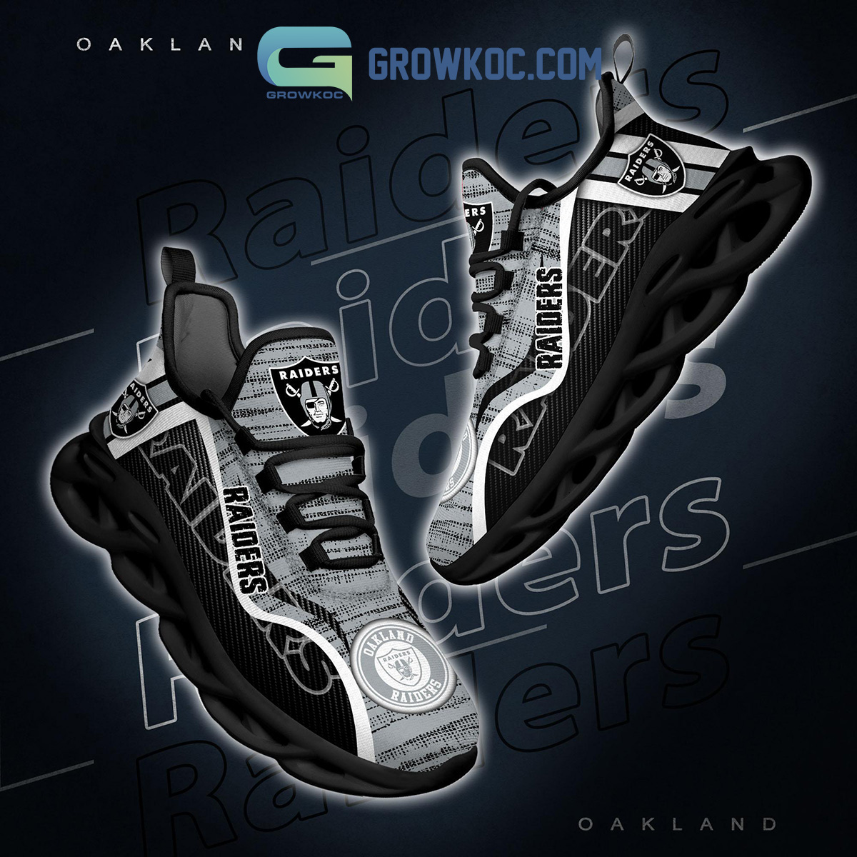Las Vegas Raiders NFL Clunky Max Soul Shoes Custom Name Ideal Gift For Men  And Women Fans