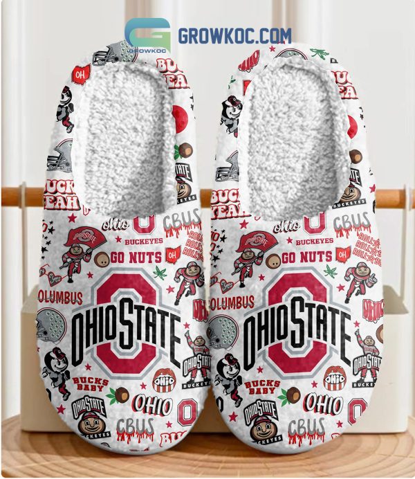 Ohio State Buckeyes Go Nuts Roll Bucks House Slippers