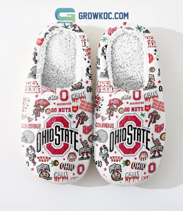 Ohio State Buckeyes Go Nuts Roll Bucks House Slippers