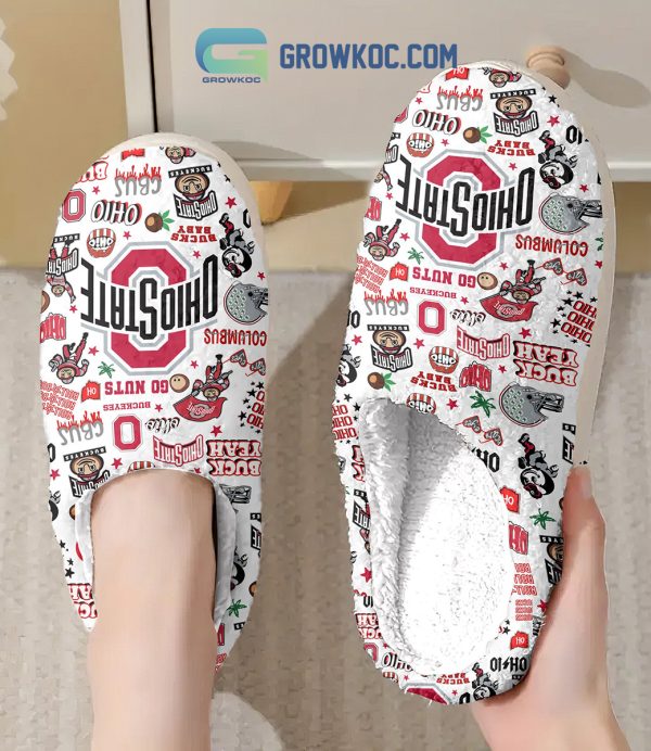 Ohio State Buckeyes Go Nuts Roll Bucks House Slippers