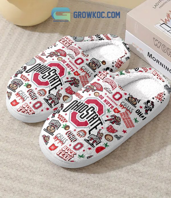 Ohio State Buckeyes Go Nuts Roll Bucks House Slippers