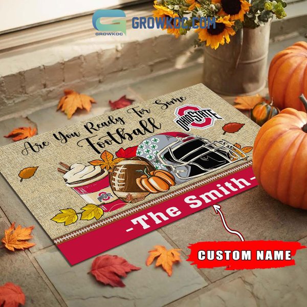 Ohio State Buckeyes NCAA Fall Pumpkin Are You Ready For Some Football Personalized Doormat