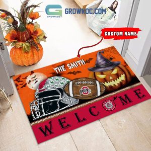 Ohio State Buckeyes NCAA Football Welcome Halloween Personalized Doormat