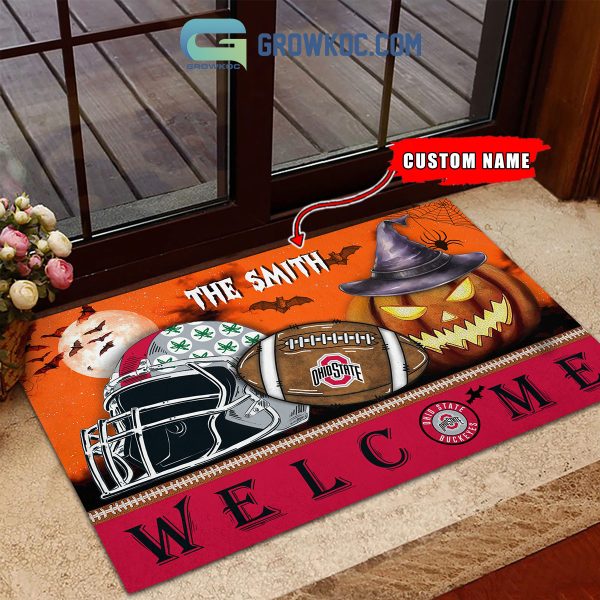 Ohio State Buckeyes NCAA Football Welcome Halloween Personalized Doormat