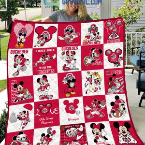 Ohio State Buckeyes NCAA Mickey Disney Fleece Blanket Quilt