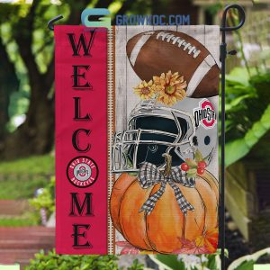 Ohio State Buckeyes NCAA Welcome Fall Pumpkin House Garden Flag