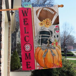 Ohio State Buckeyes NCAA Welcome Fall Pumpkin House Garden Flag