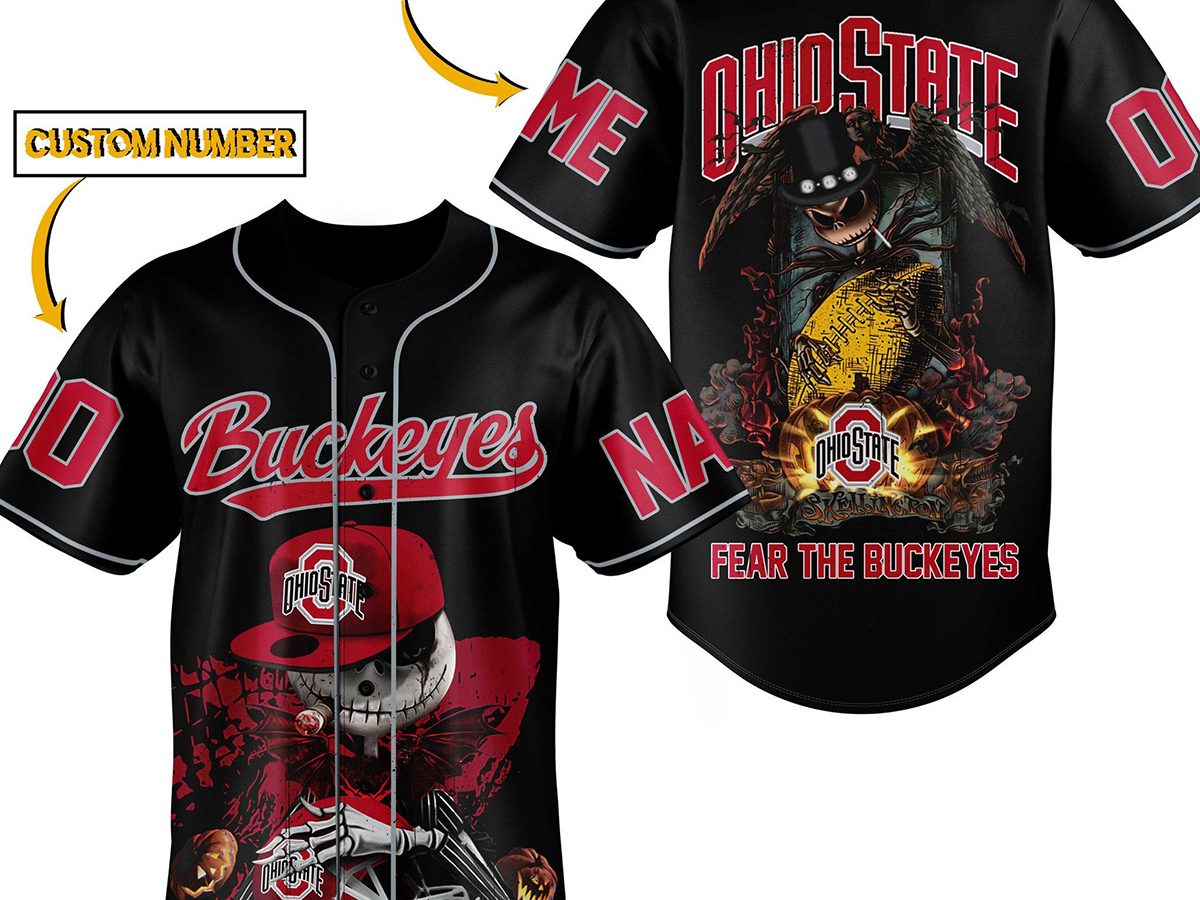 Ohio State Fear The Buckeyes Jack Skellington Halloween Personalized Baseball  Jersey - Growkoc