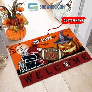 Oklahoma Sooners NCAA Football Welcome Halloween Personalized Doormat