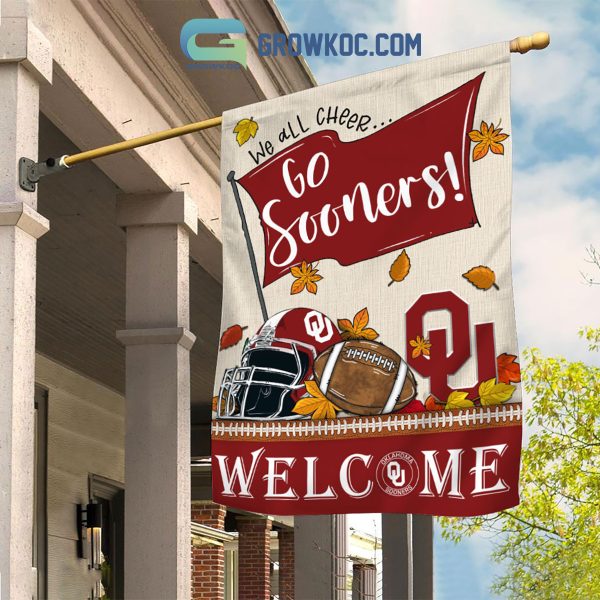 Oklahoma Sooners NCAA Welcome We All Cheer Go Sooners House Garden Flag