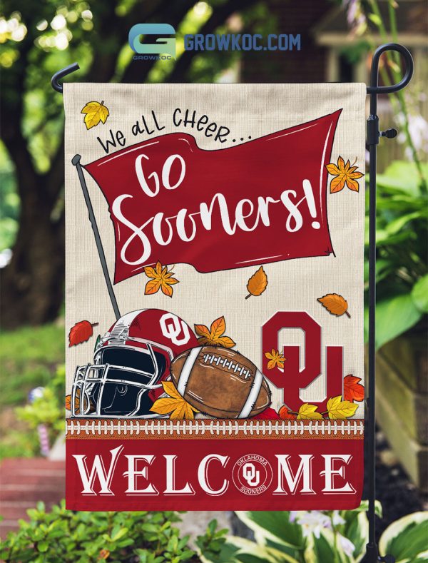 Oklahoma Sooners NCAA Welcome We All Cheer Go Sooners House Garden Flag