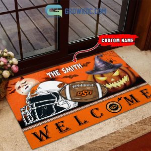 Oklahoma State Cowboys NCAA Football Welcome Halloween Personalized Doormat
