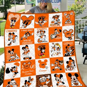 Oklahoma State Cowboys NCAA Mickey Disney Fleece Blanket Quilt