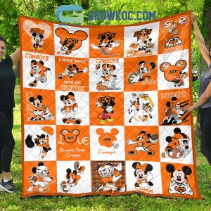 Oklahoma State Cowboys NCAA Mickey Disney Fleece Blanket Quilt
