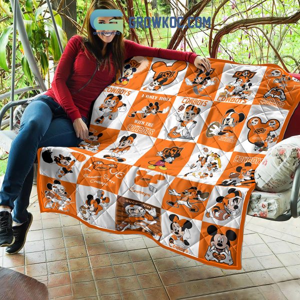 Oklahoma State Cowboys NCAA Mickey Disney Fleece Blanket Quilt