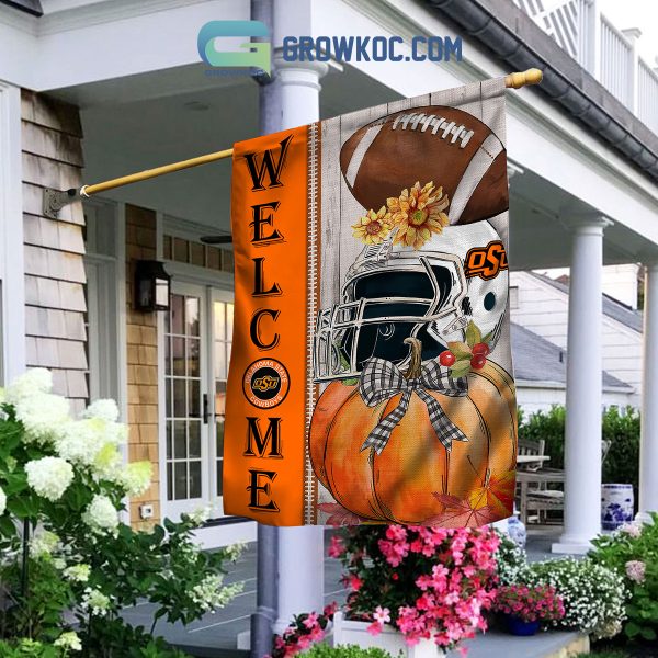 Oklahoma State Cowboys NCAA Welcome Fall Pumpkin House Garden Flag