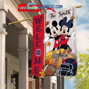 Ole Miss Rebels NCAA Disney Mickey Minnie Welcome Fall Pumpkin Personalized House Garden Flag
