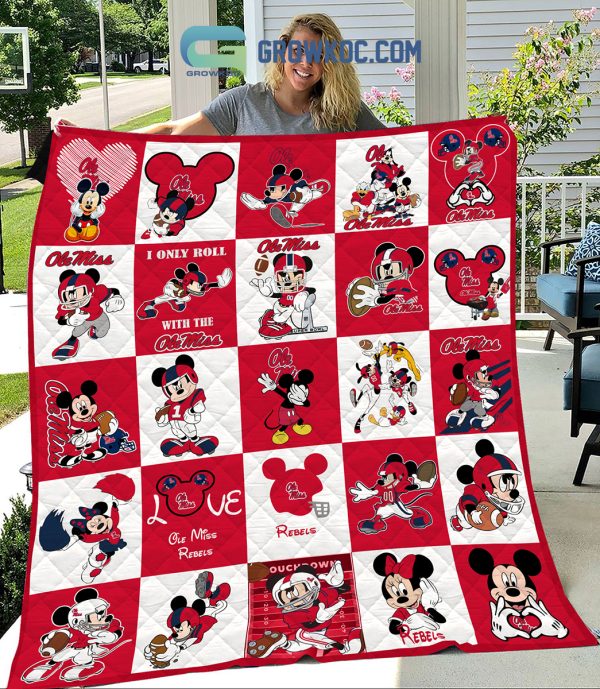 Ole Miss Rebels NCAA Mickey Disney Fleece Blanket Quilt