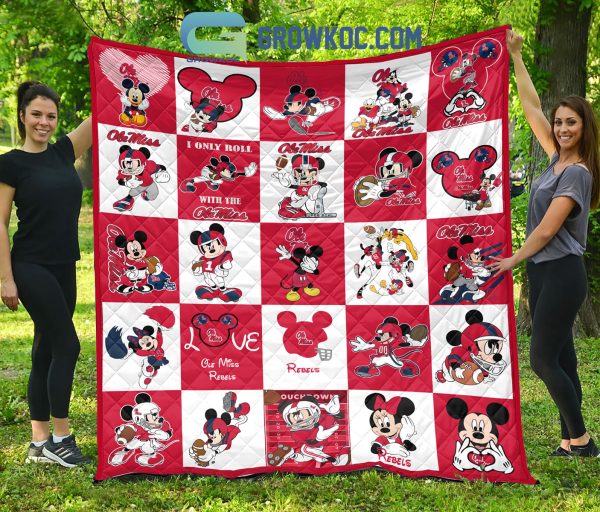 Ole Miss Rebels NCAA Mickey Disney Fleece Blanket Quilt
