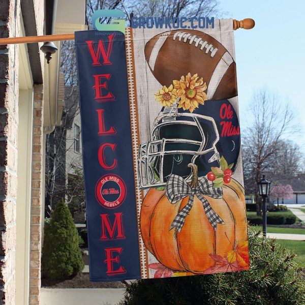Ole Miss Rebels NCAA Welcome Fall Pumpkin House Garden Flag