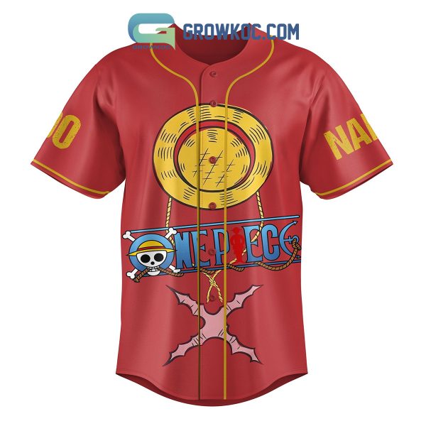 One Piece Mugiwara Pirate King Red Design Personalized Baseball Jersey