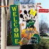 Ole Miss Rebels NCAA Disney Mickey Minnie Welcome Fall Pumpkin Personalized House Garden Flag