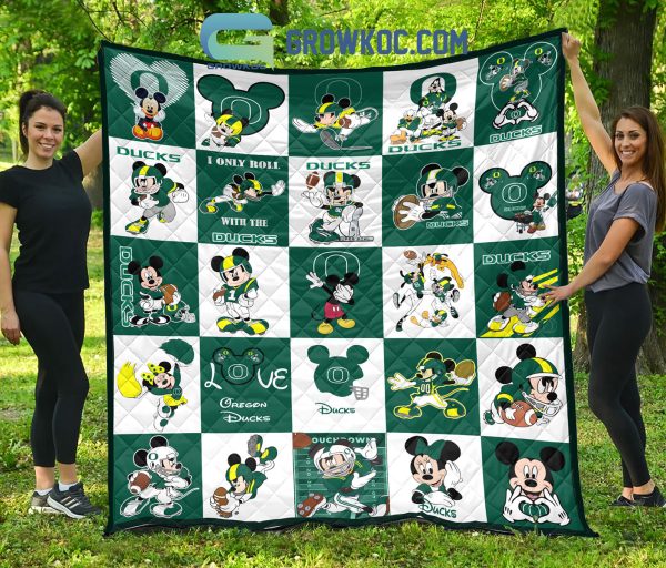 Oregon Ducks NCAA Mickey Disney Fleece Blanket Quilt