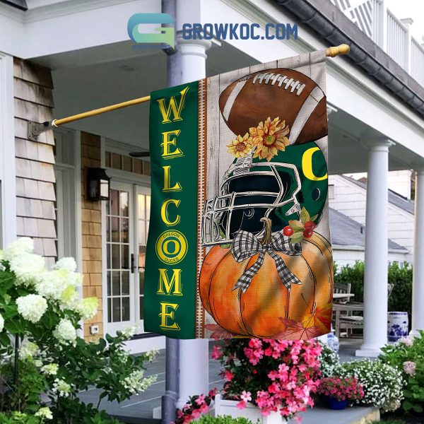 Oregon Ducks NCAA Welcome Fall Pumpkin House Garden Flag