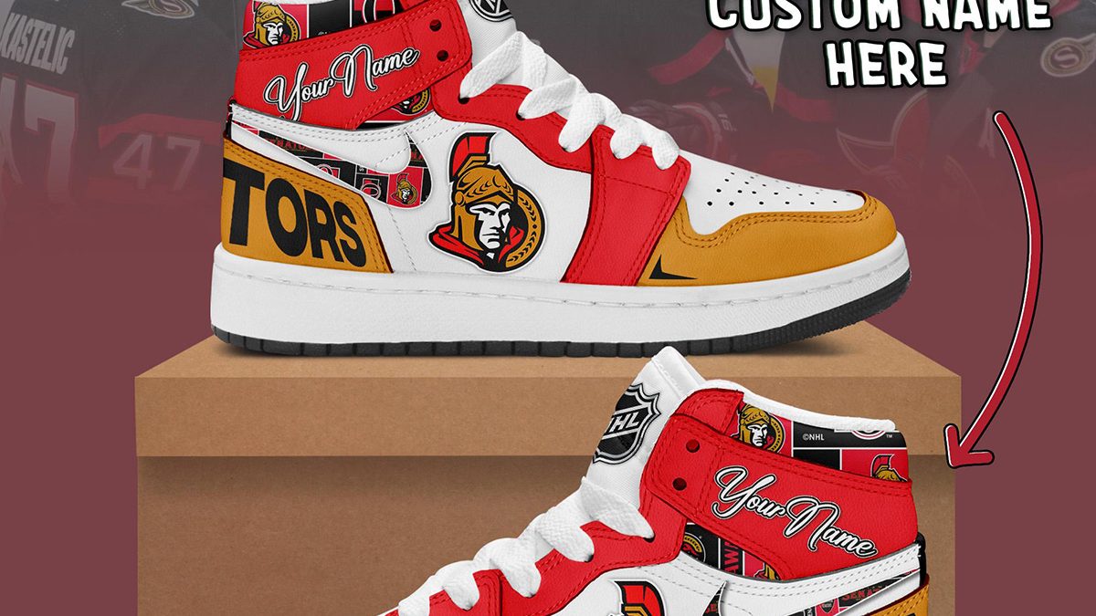 NHL Ottawa Senators Paint Stain Custom Name Red Air Jordan 13 Shoes
