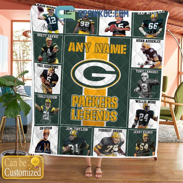Green Bay Packers NFL Legends In History Personalized Fleece Blanket Quilt
