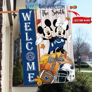 Penn State Nittany Lions NCAA Disney Mickey Minnie Welcome Fall Pumpkin Personalized House Garden Flag