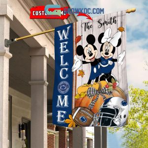 Penn State Nittany Lions NCAA Disney Mickey Minnie Welcome Fall Pumpkin Personalized House Garden Flag