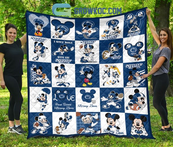 Penn State Nittany Lions NCAA Mickey Disney Fleece Blanket Quilt