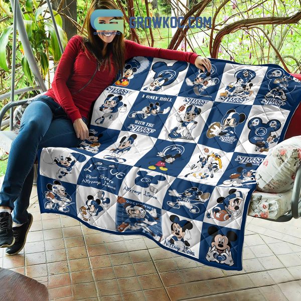 Penn State Nittany Lions NCAA Mickey Disney Fleece Blanket Quilt