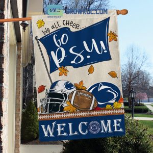 Penn State Nittany Lions NCAA Welcome We All Cheer Go PSU House Garden Flag