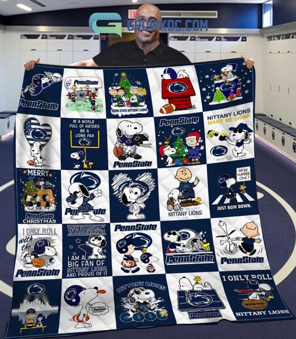 Penn State Nittany Lions Snoopy Peanuts Merry Christmas Fleece Blanket Quilt