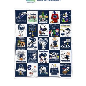 Penn State Nittany Lions Snoopy Peanuts Merry Christmas Fleece Blanket Quilt
